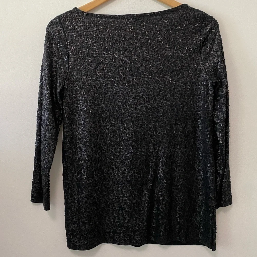 J. Crew Black Sequin Satin top